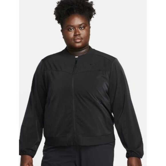 Nike Dri-Fit Bliss Women's Full Zip Black Bomber Jacket Plus Size 1X NEW NWT - Picture 1 of 10